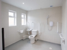 The wet room in the easy access suite can be used by wheelchair users